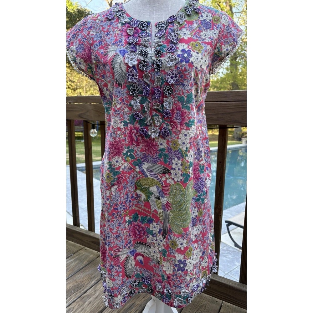 Calypso St Barth Women's Tunic Shift Dress, Cotton Embroidered, Small